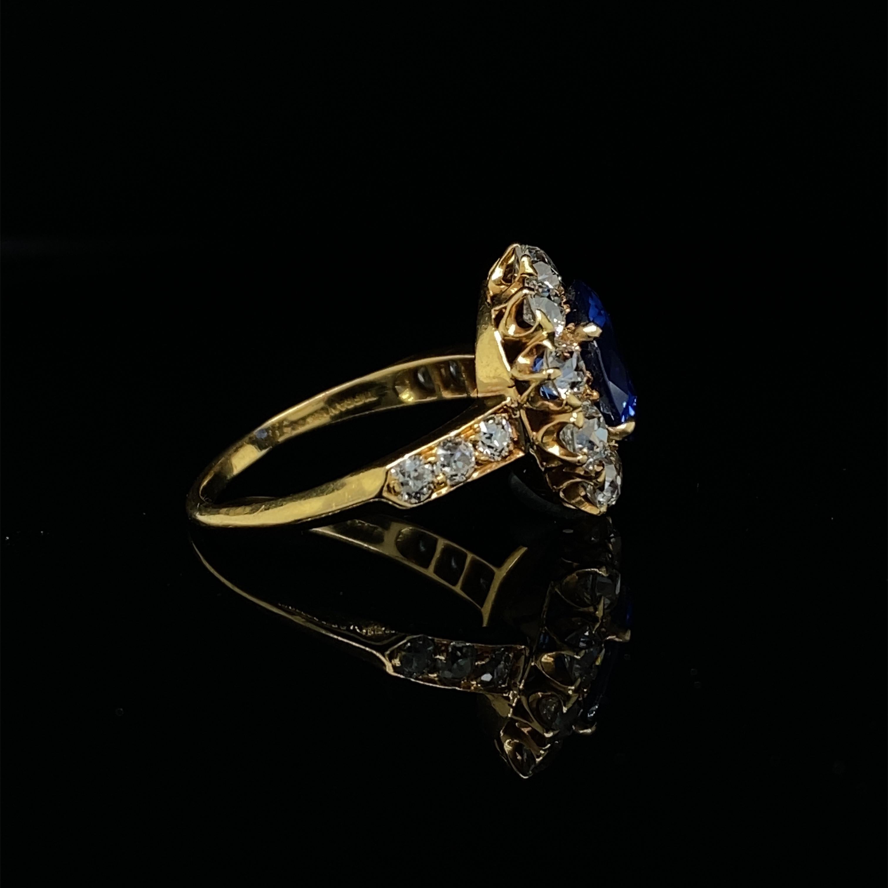 Retro Tiffany & Co. Sapphire and Diamond Cluster Engagement Ring, Circa 1960