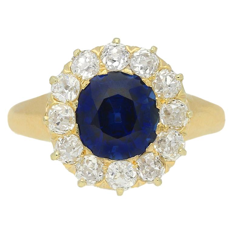 Tiffany & Co. Sapphire and Diamond Cluster Ring, American, circa 1900
