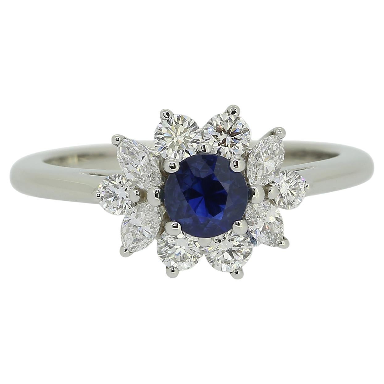 Tiffany & Co. Sapphire and Diamond Cluster Ring