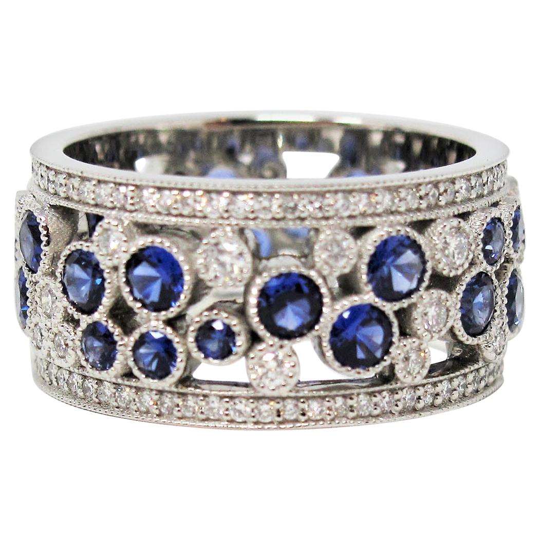 Tiffany & Co. Sapphire and Diamond Cobblestone Band Ring in Platinum