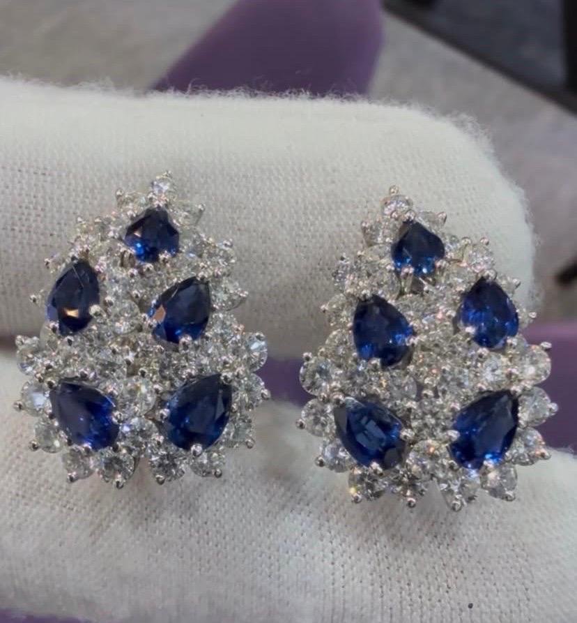 Taglio a goccia Orecchini con zaffiri e diamanti Tiffany & Co. in vendita