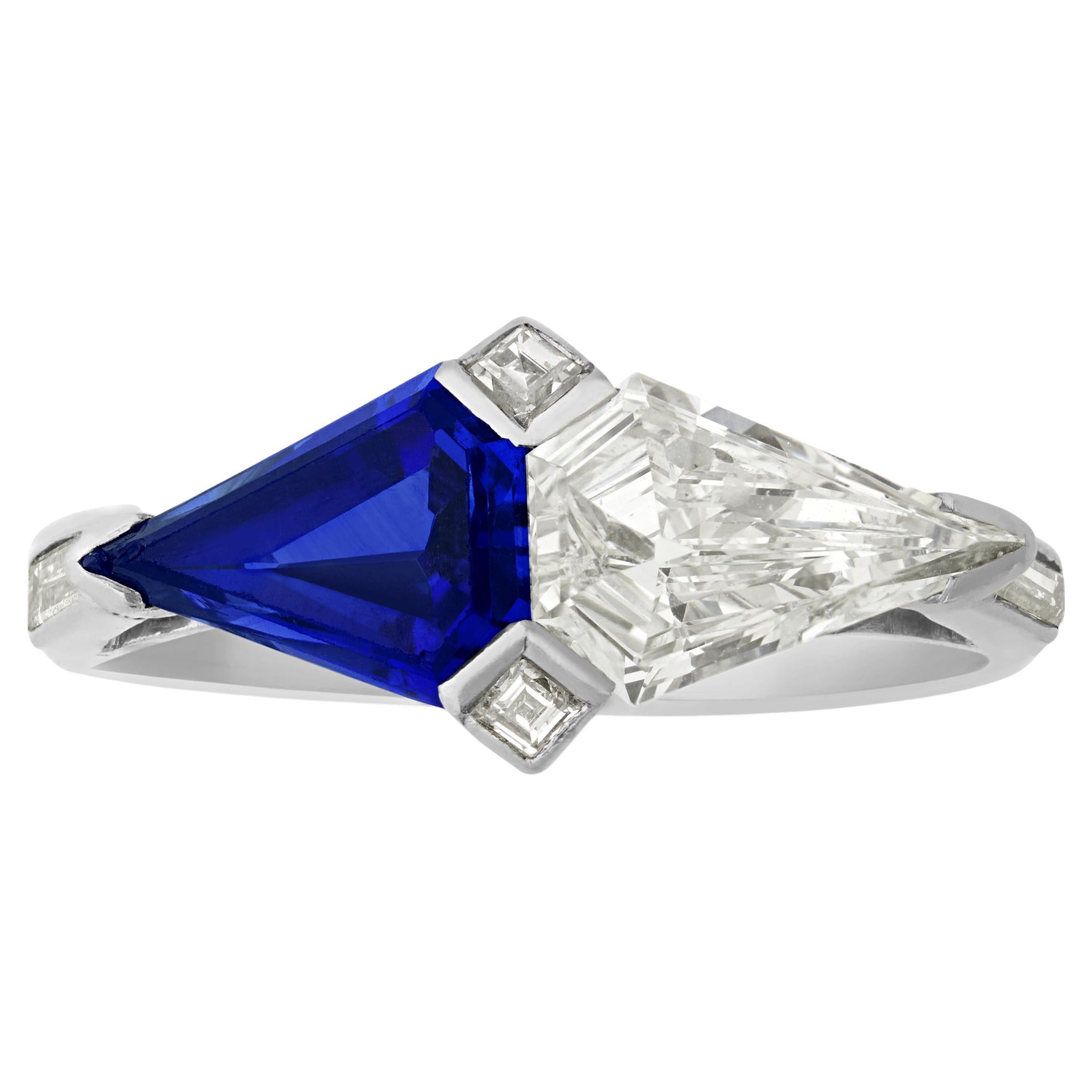 Tiffany & Co. Sapphire And Diamond East-West Ring