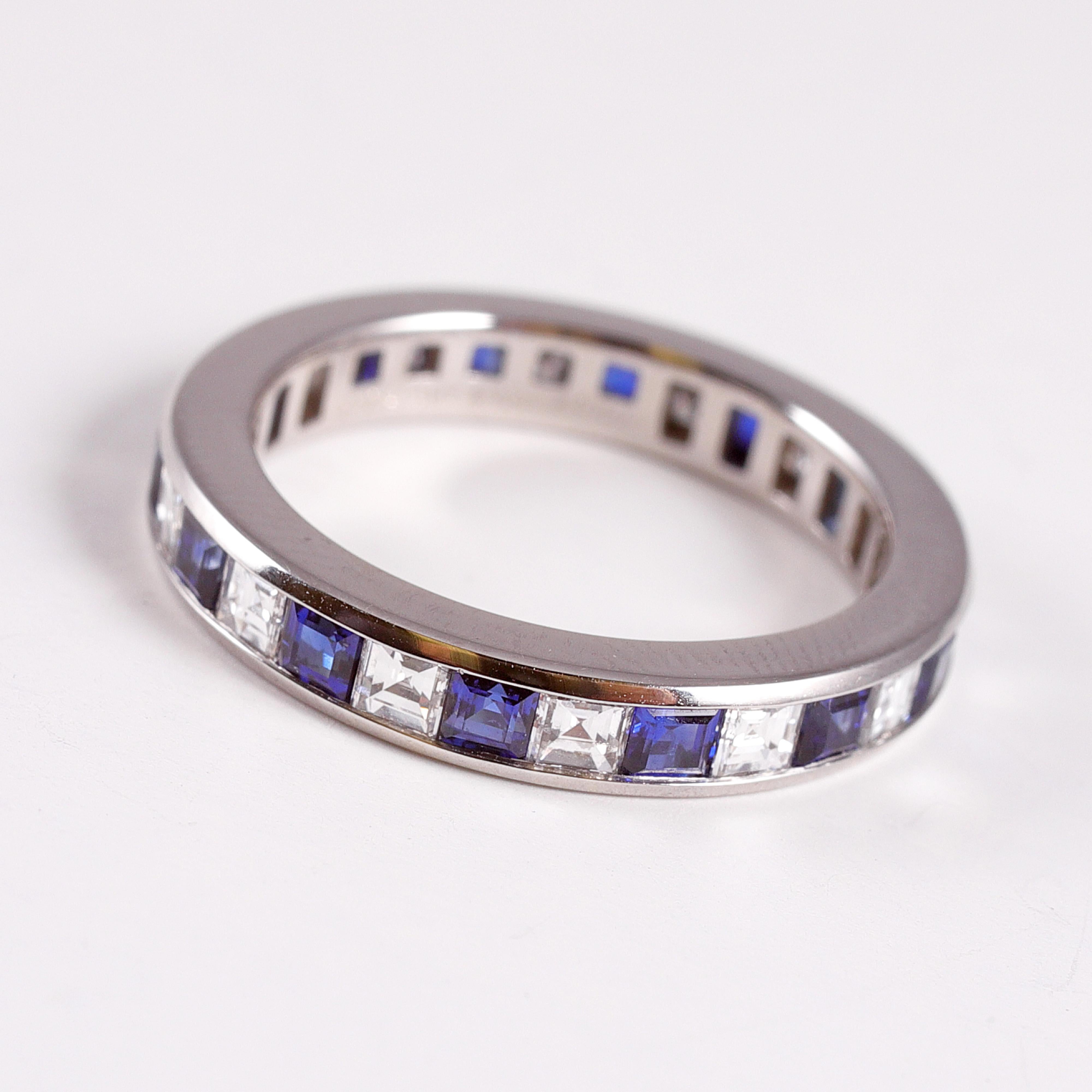 Tiffany and Co. platinum blue sapphire and diamond 