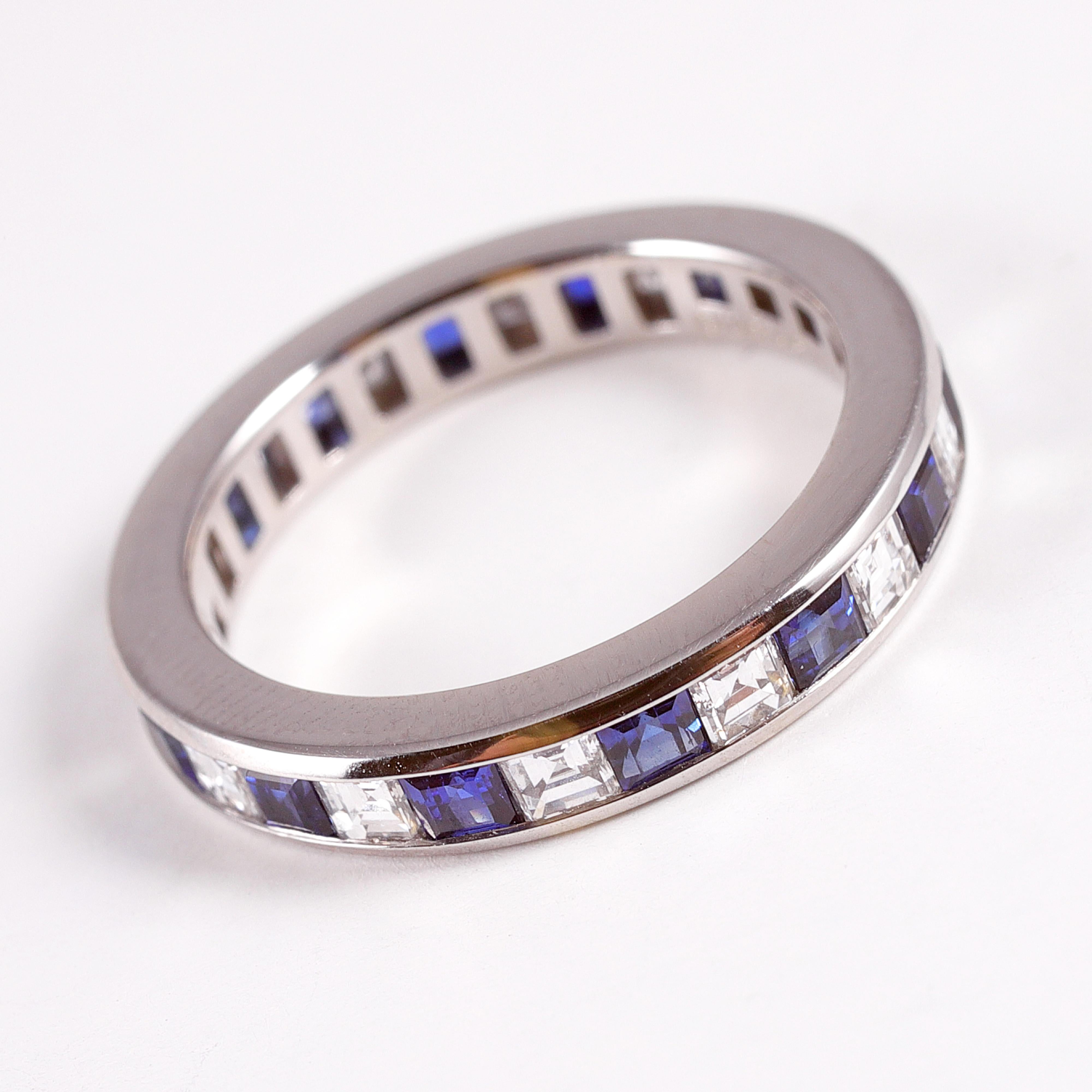 Women's or Men's Tiffany & Co. Sapphire and Diamond Eternity Band
