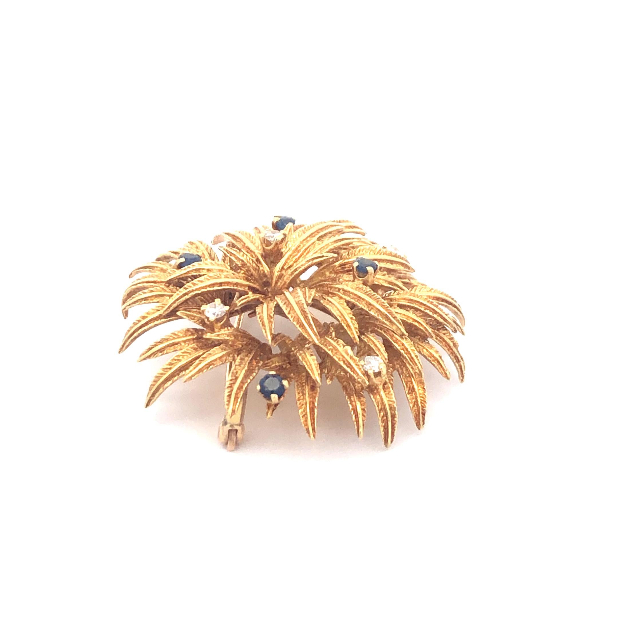 Tiffany & Co. Épingle à fleur en saphir et diamant or jaune 18K Unisexe en vente