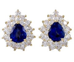Tiffany & Co. Sapphire and Diamond Gold Ear Clips
