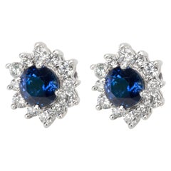 Tiffany & Co. Sapphire and Diamond Halo Earrings in Platinum