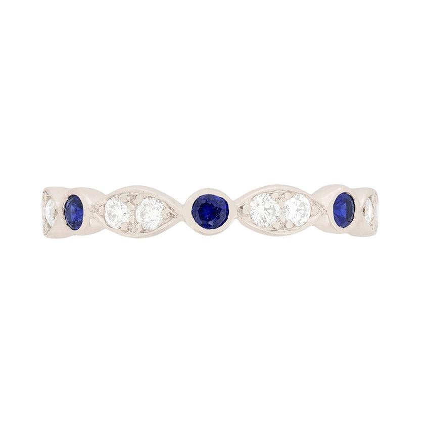 Sapphire and Diamond Jazz Eternity Ring 