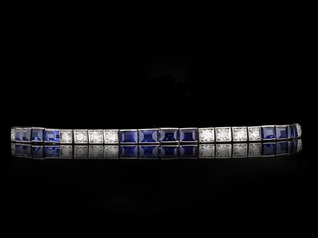 Tiffany & Co. Sapphire and Diamond Line Bracelet, American, circa 1925 For Sale 1