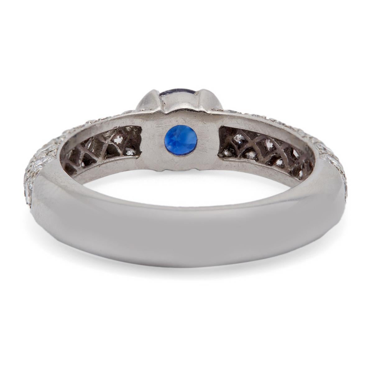 Round Cut Tiffany & Co. Sapphire and Diamond Platinum Ring