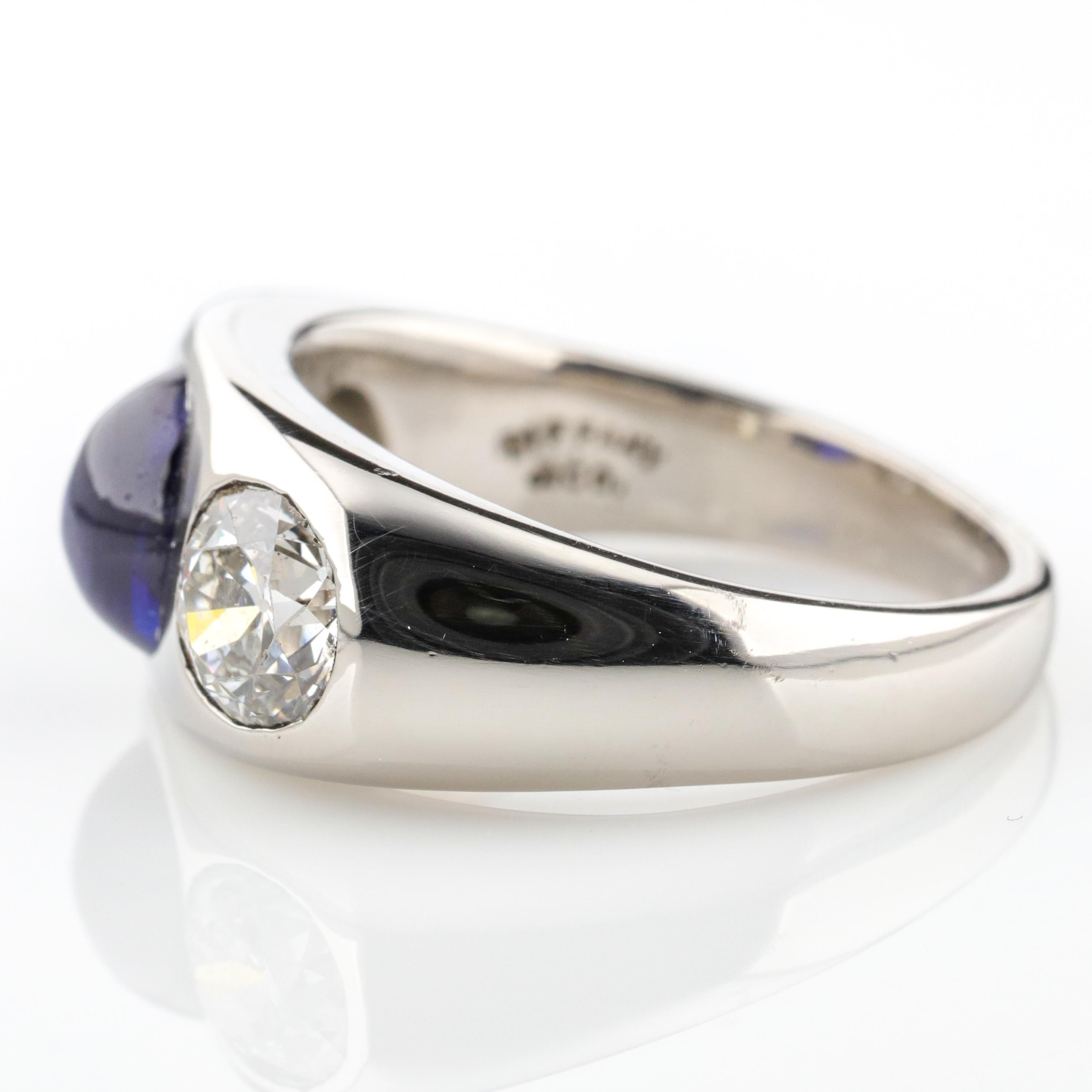 Women's or Men's Tiffany & Co. Sapphire and Diamond Ring in Platinum, circa 1920s