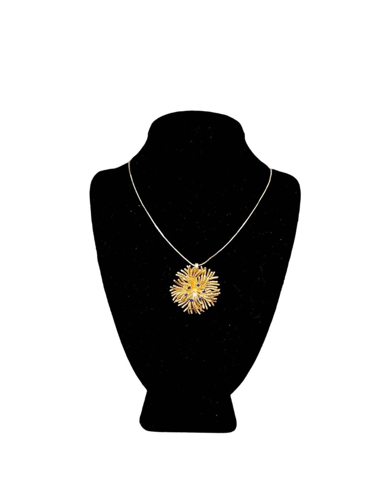 Contemporary Tiffany & Co. Sapphire and Diamond Sea Urchin Brooch/Pendant
