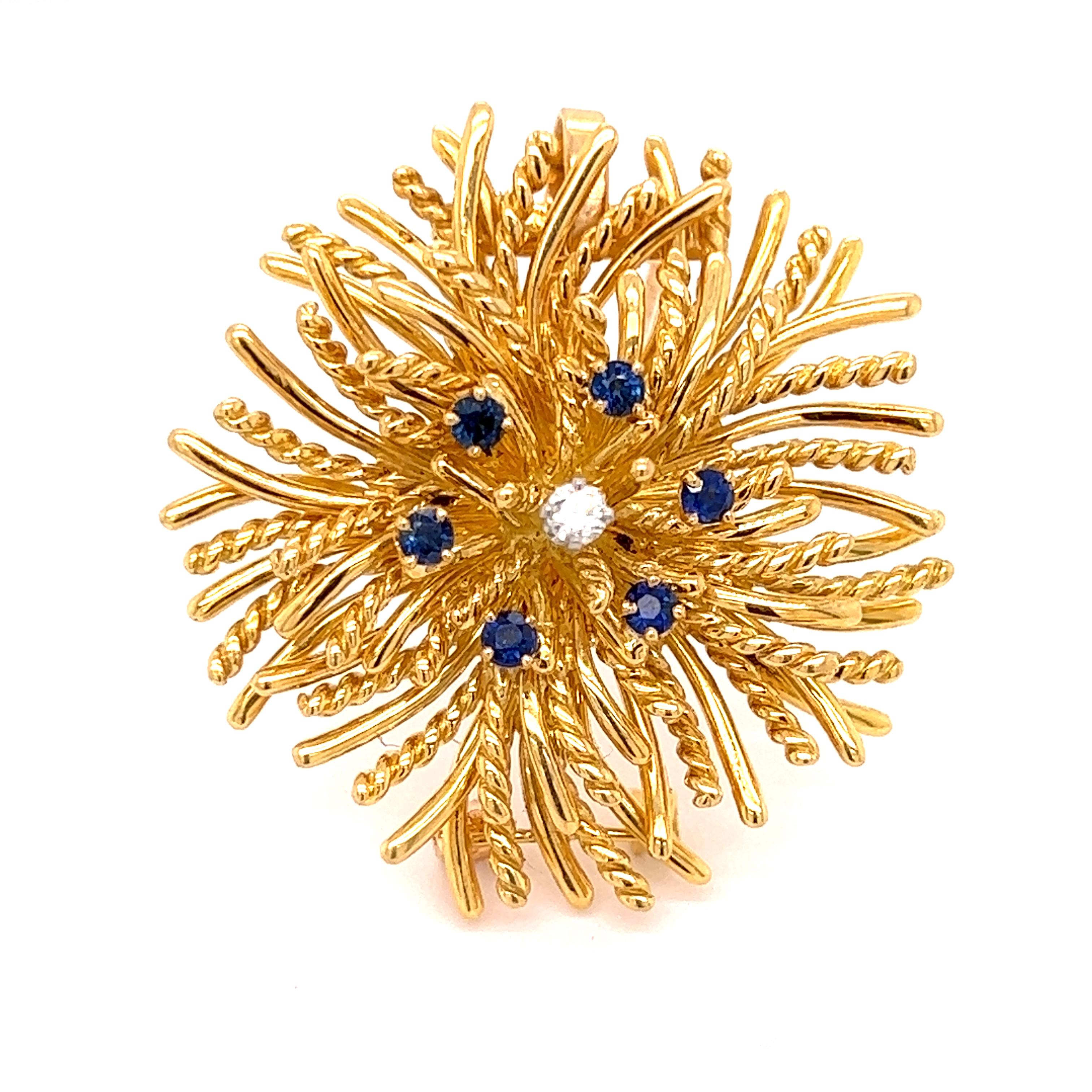 Tiffany & Co. Sapphire and Diamond Sea Urchin Brooch/Pendant 1