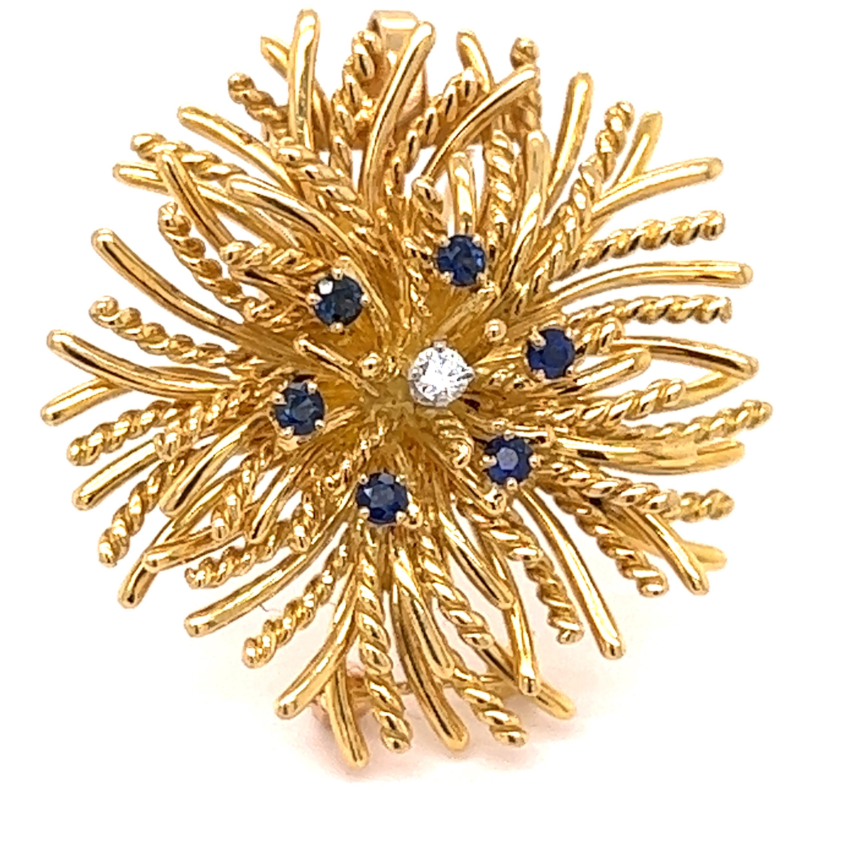 Tiffany & Co. Sapphire and Diamond Sea Urchin Brooch/Pendant 2