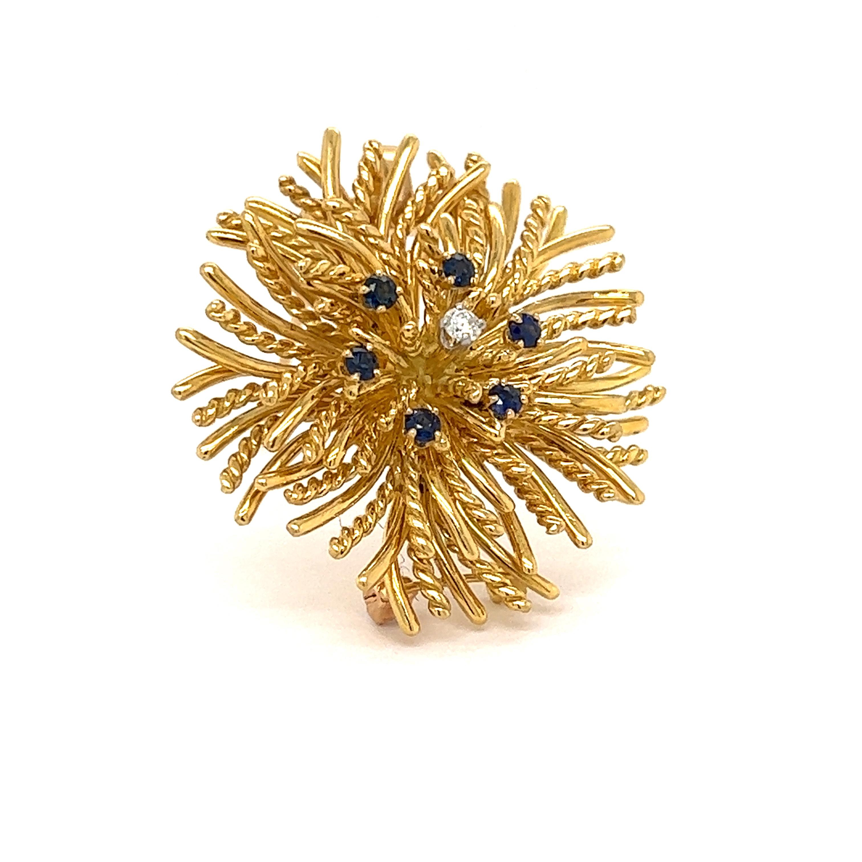 Tiffany & Co. Sapphire and Diamond Sea Urchin Brooch/Pendant 3