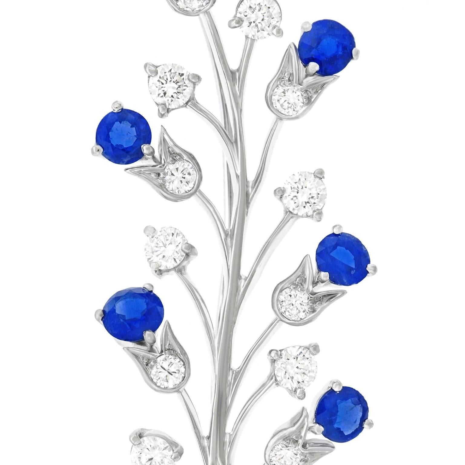 Tiffany & Co. Sapphire and Diamond Set Platinum Brooch 3