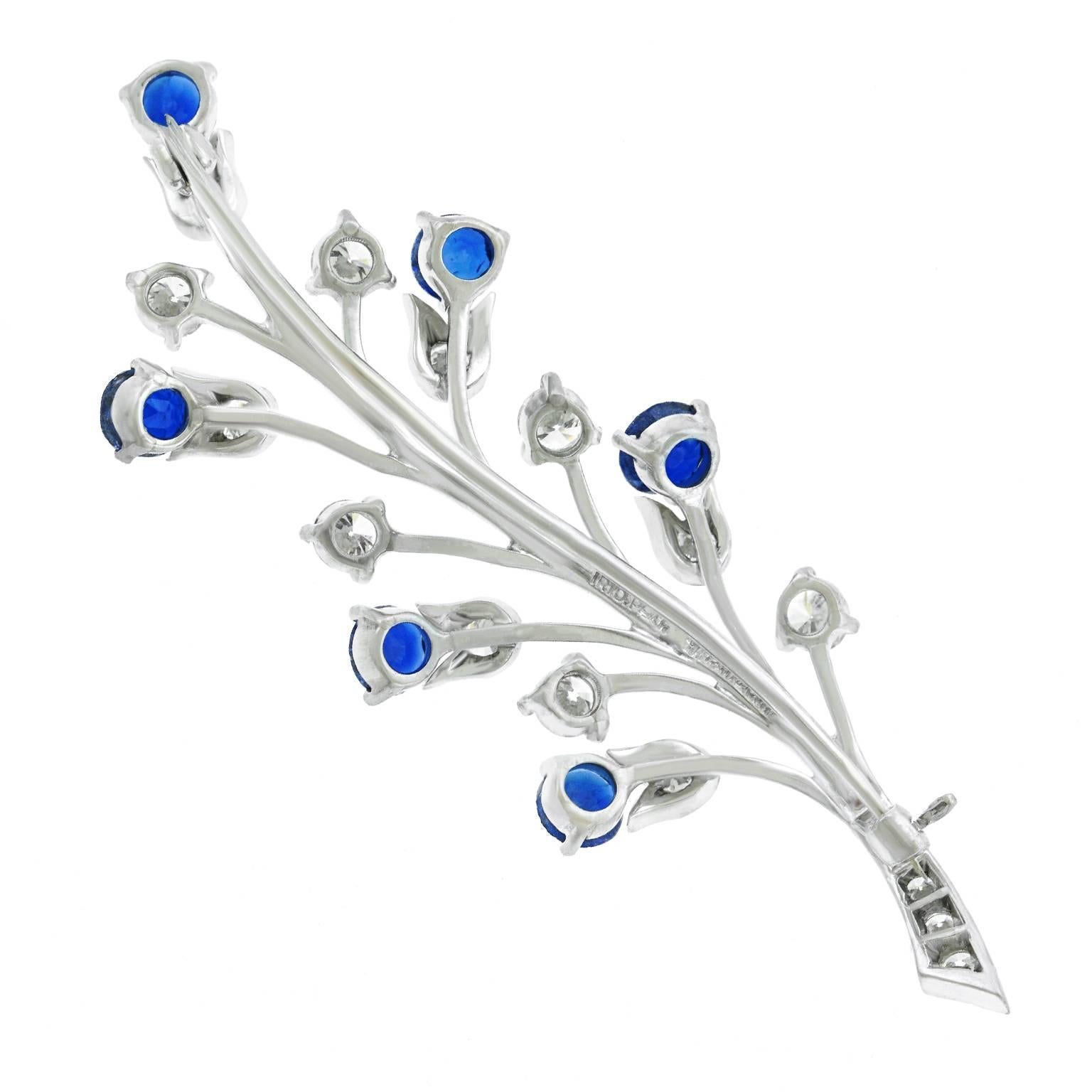 Tiffany & Co. Sapphire and Diamond Set Platinum Brooch 4