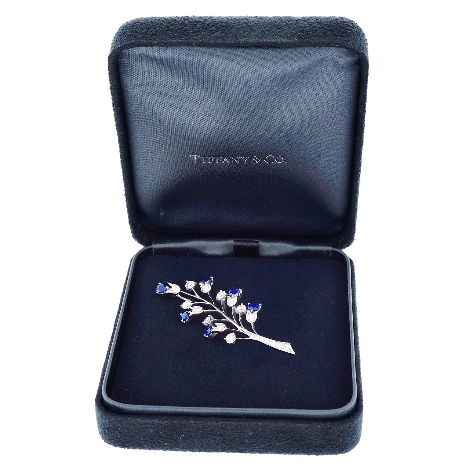 Tiffany & Co. Sapphire and Diamond Set Platinum Brooch 5
