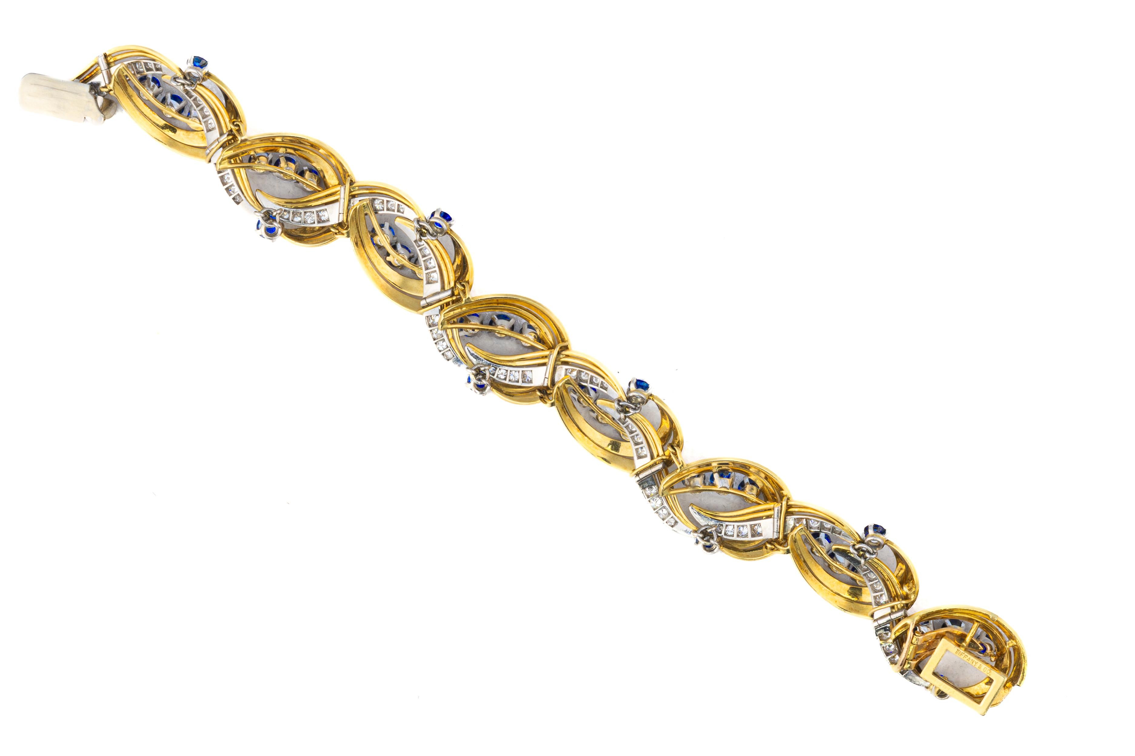 Tiffany & Co. Bracelet à maillons en saphir et en diamant avec tourbillon Excellent état - En vente à New York, NY