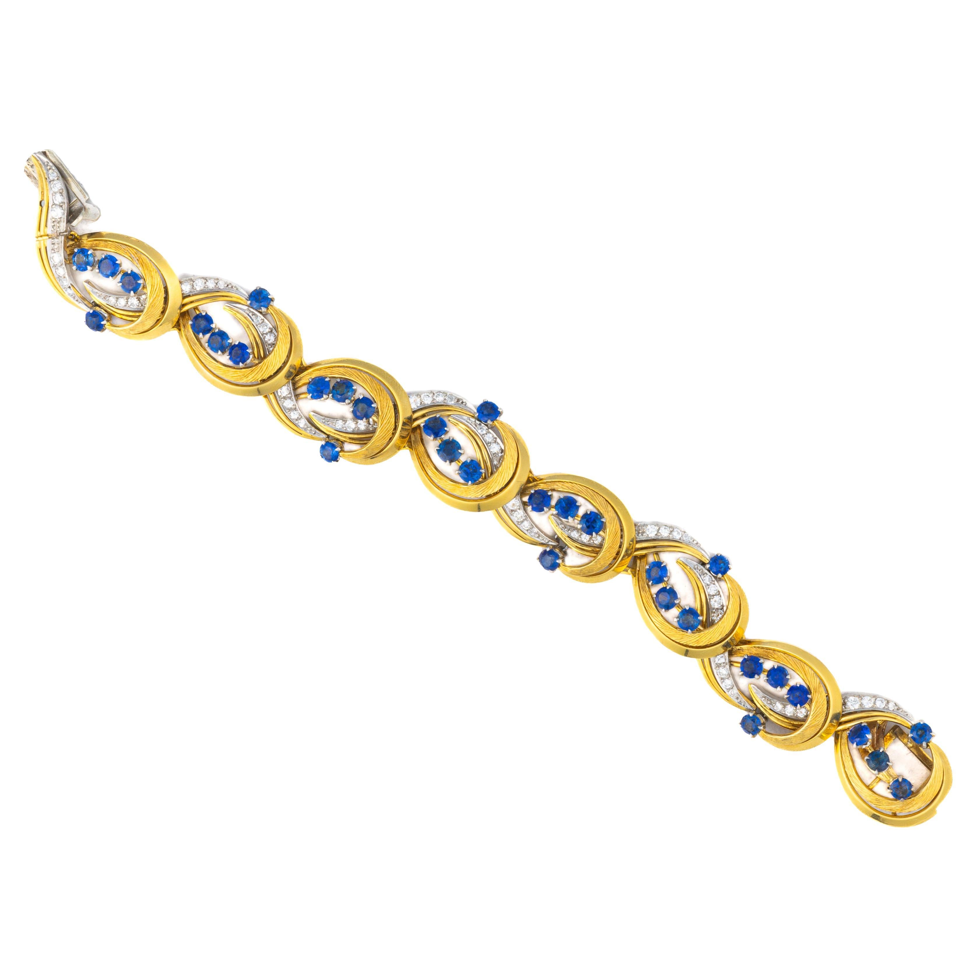 Tiffany & Co. Bracelet à maillons en saphir et en diamant avec tourbillon en vente