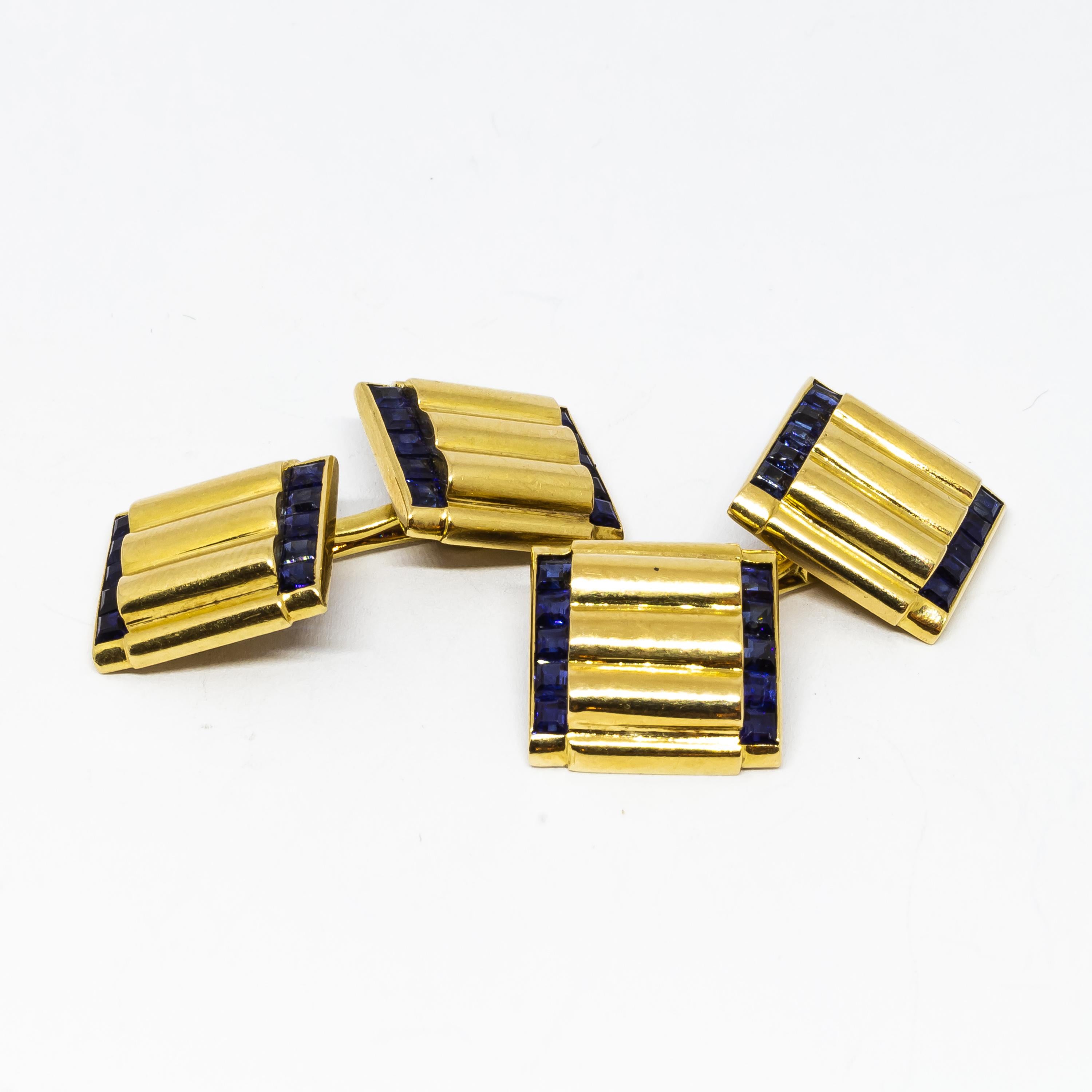 Retro Tiffany & Co. Sapphire and Gold Cufflinks