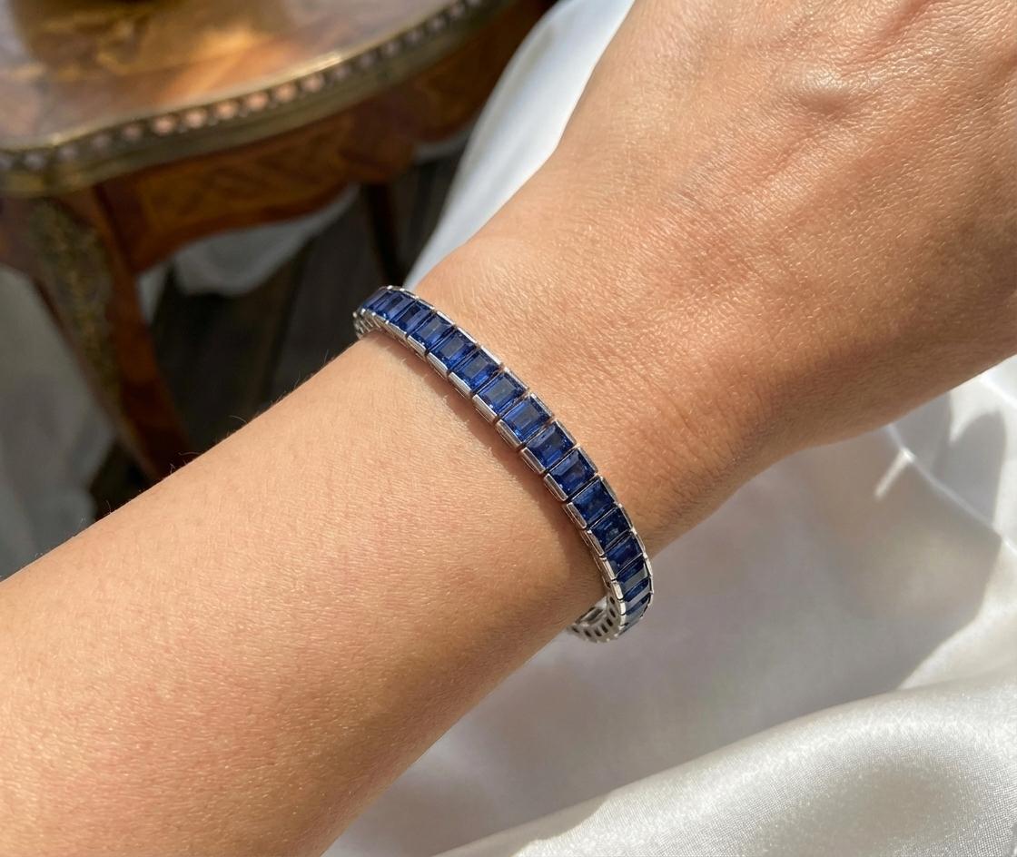 Tiffany & Co. Pulsera Línea Zafiro y Platino Art Decó en venta