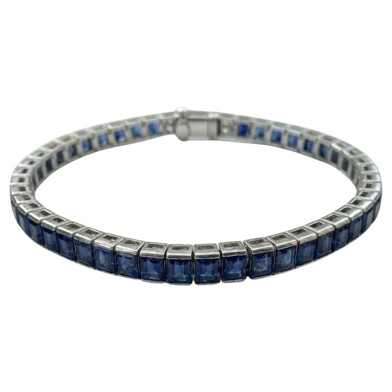 Tiffany & Co. Sapphire and Platinum Line Bracelet For Sale