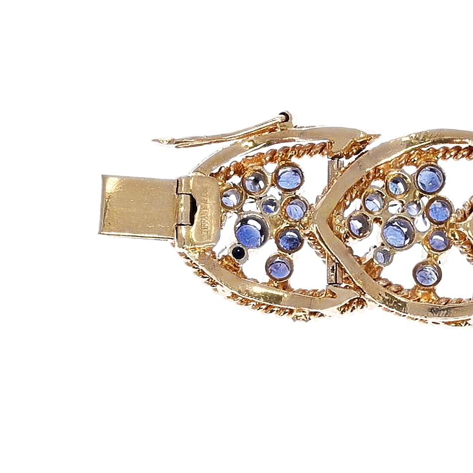 Taille ronde Tiffany & Co. Bracelet en or tissé et saphirs en vente