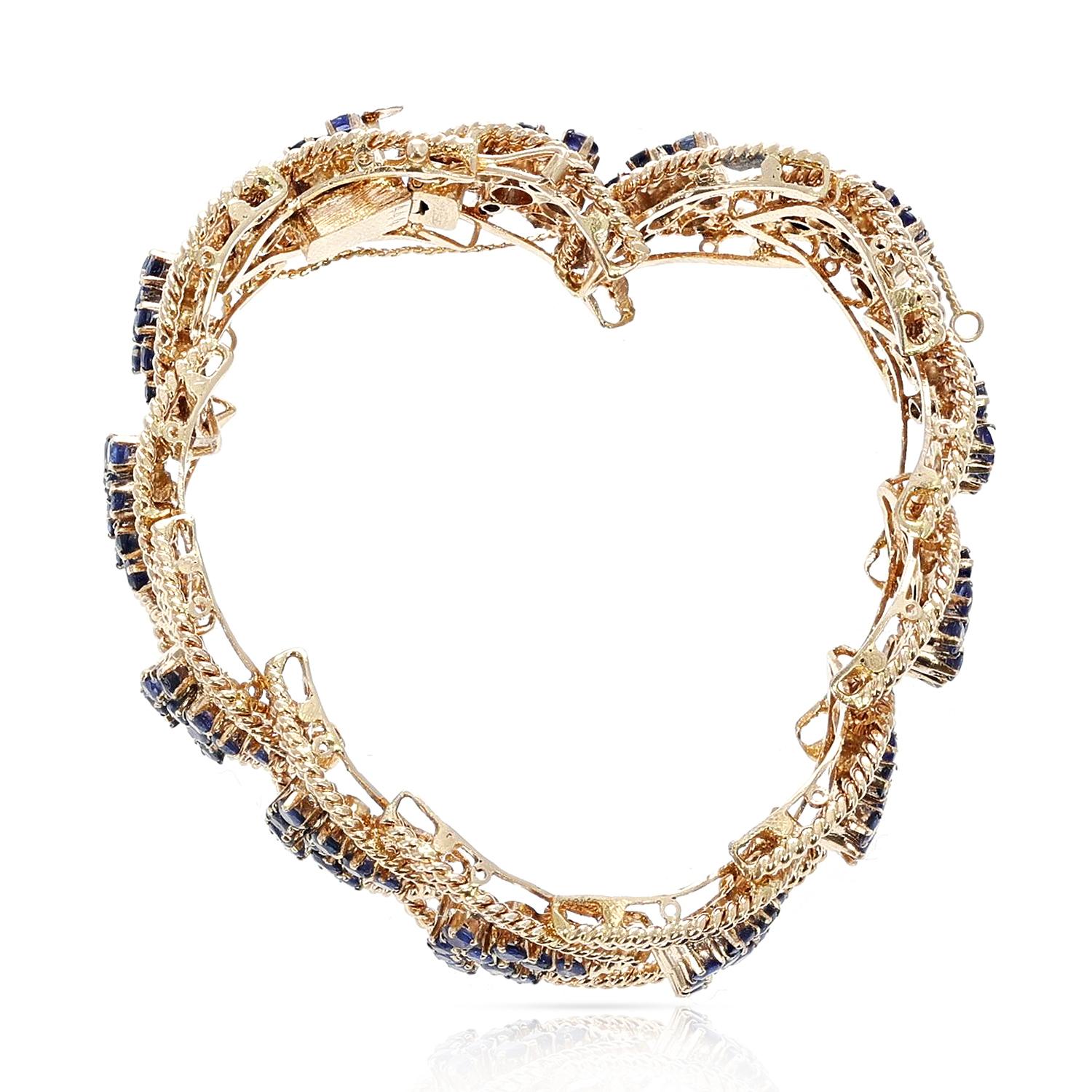 Tiffany & Co. Armband aus Saphiren und gewebtem Gold im Zustand „Hervorragend“ im Angebot in New York, NY