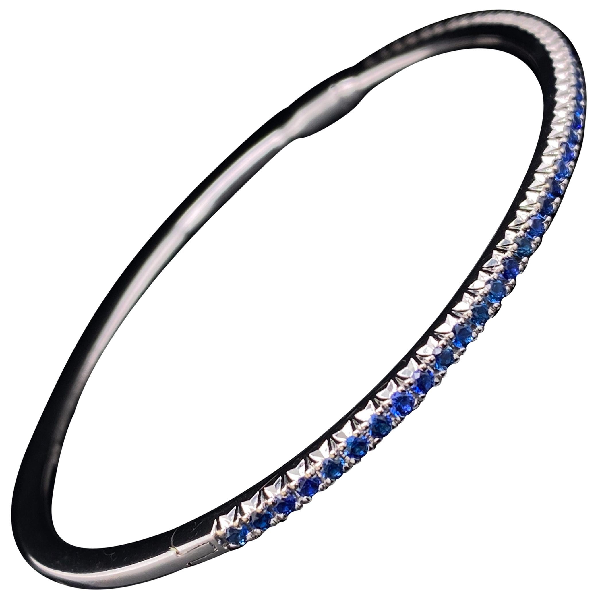 Tiffany & Co. Sapphire Bangle 18 Karat White Gold