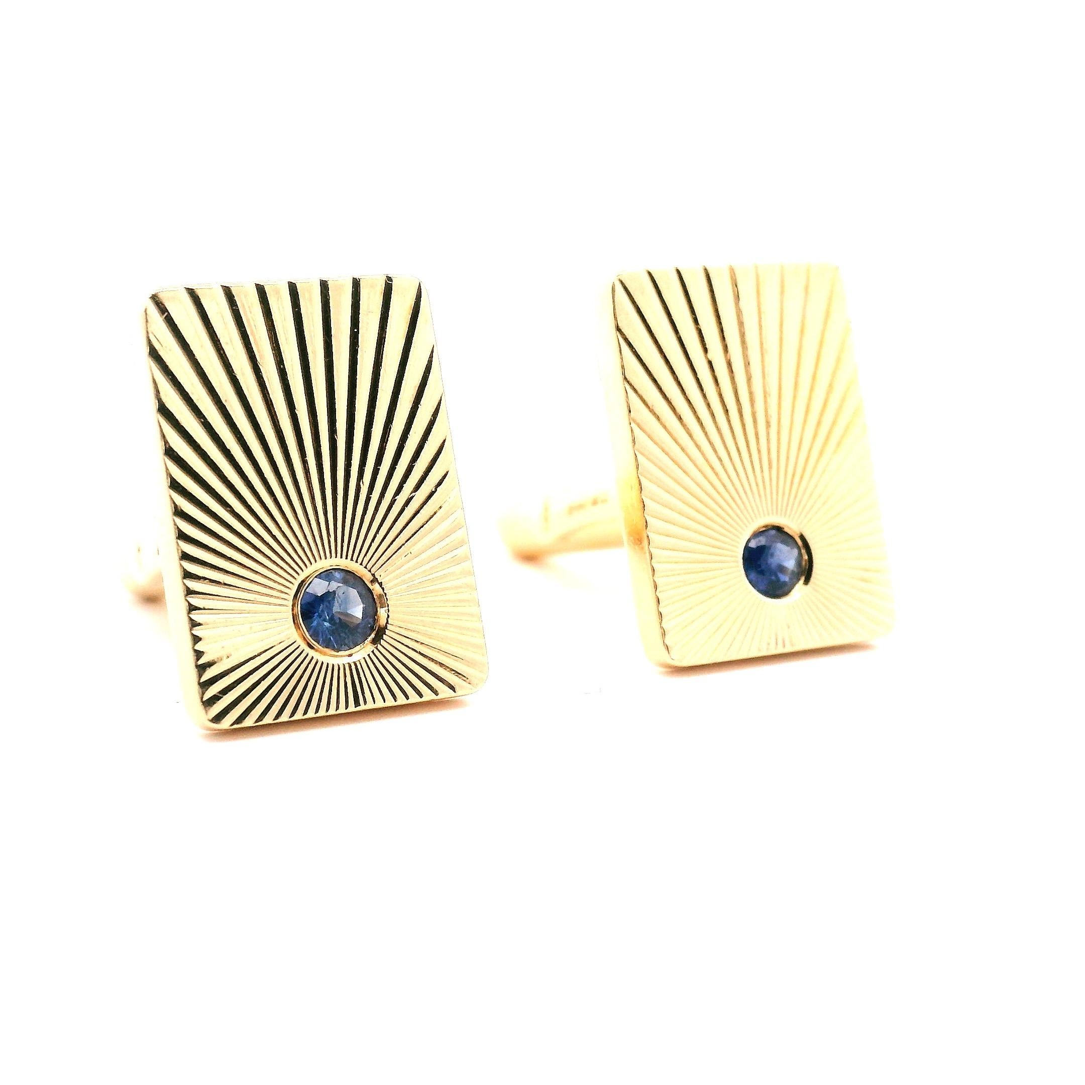 Tiffany & Co. Sapphire Cuff Links Star Burst Design For Sale 12
