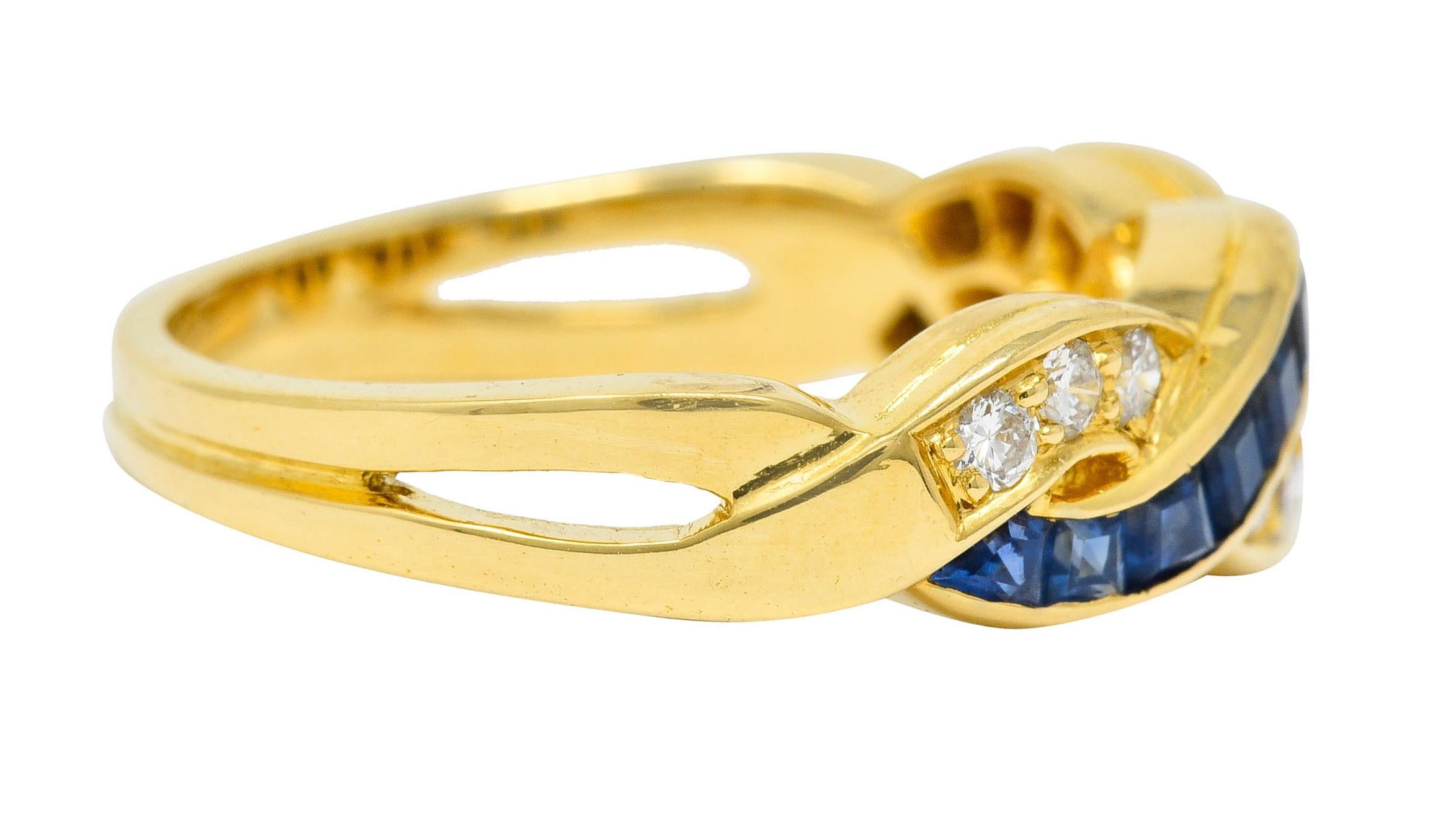 Contemporary Tiffany & Co. Sapphire Diamond 18 Karat Gold Interlaced Band Ring