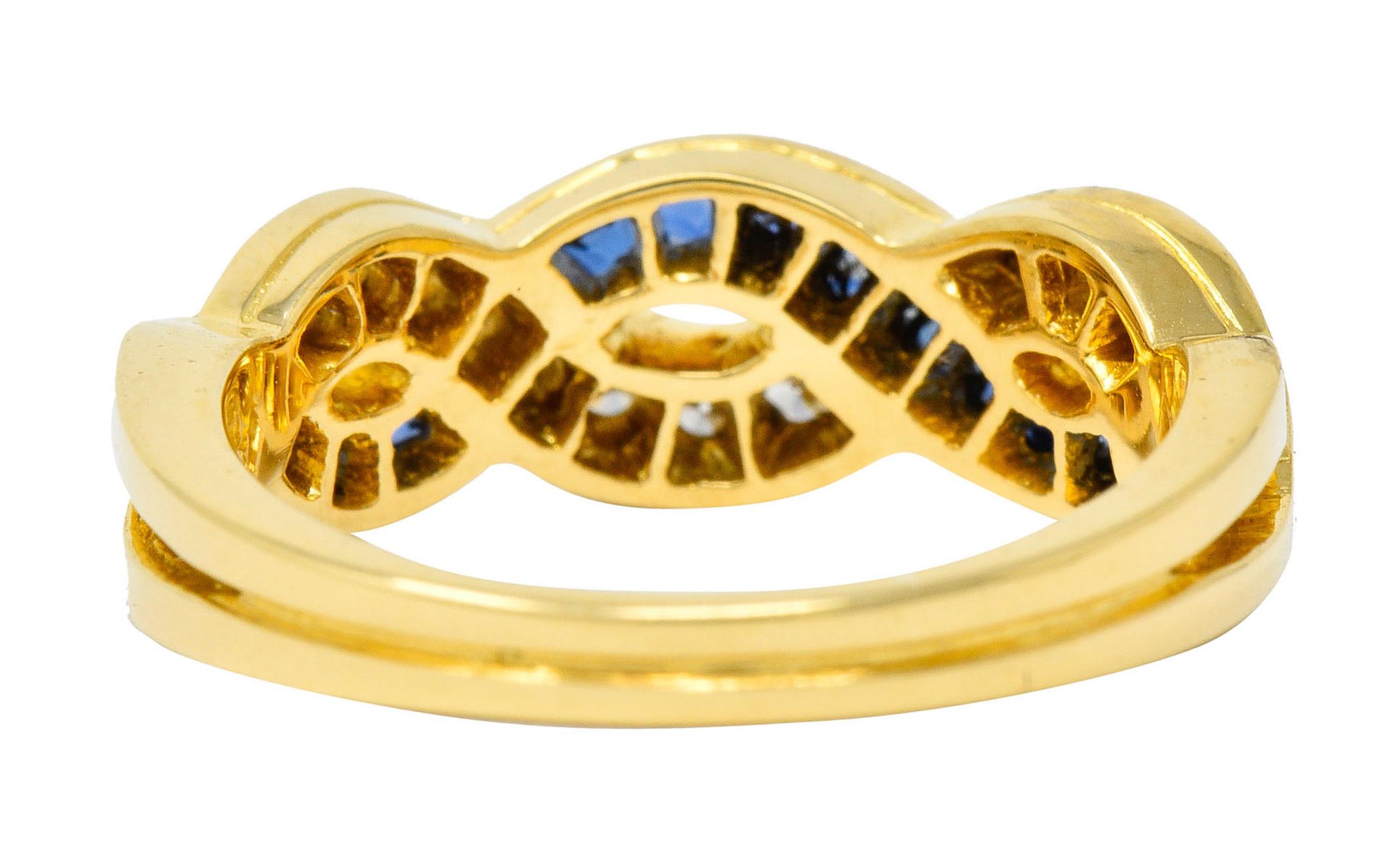 Brilliant Cut Tiffany & Co. Sapphire Diamond 18 Karat Gold Interlaced Band Ring