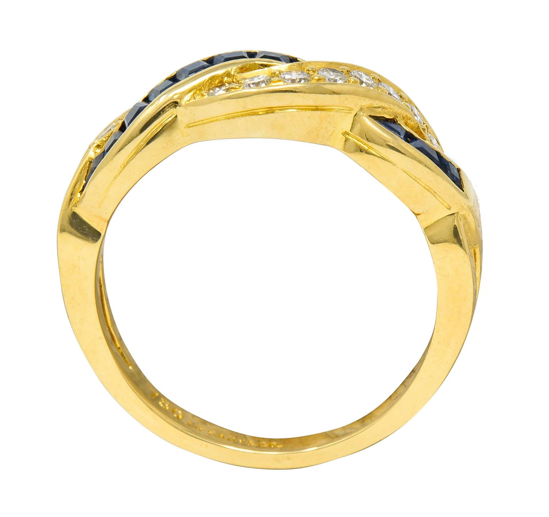 Tiffany & Co. Sapphire Diamond 18 Karat Gold Interlaced Band Ring 1