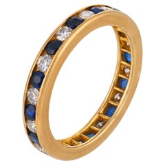 Tiffany & Co. sapphire diamond 18k yellow gold band ring