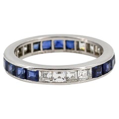 Retro Tiffany & Co. Sapphire, Diamond and Platinum Band