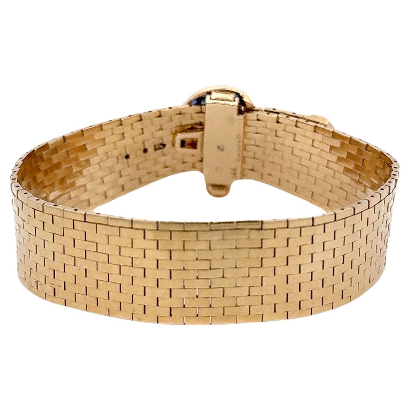Women's Tiffany & Co Sapphire Diamond Buckle Woven Bracelet 42.1 Grams 14KT Yellow Gold