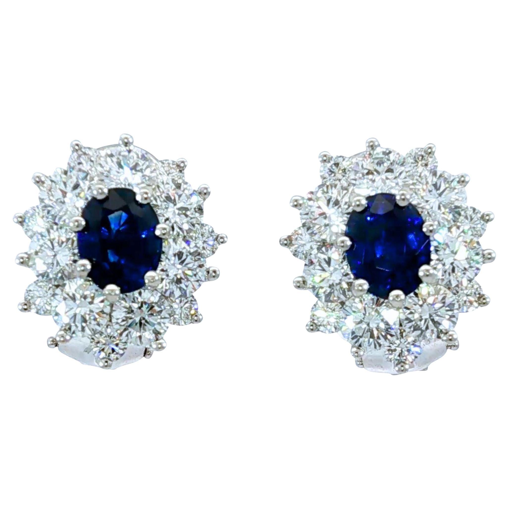 Tiffany 
Co. Sapphire Diamond Cluster Earrings W/ Papers en vente