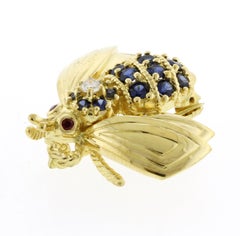 Tiffany & Co. Sapphire Diamond Gold Bee Pin Brooch