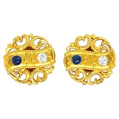 Tiffany & Co. Sapphire & Diamond Gold Cufflinks