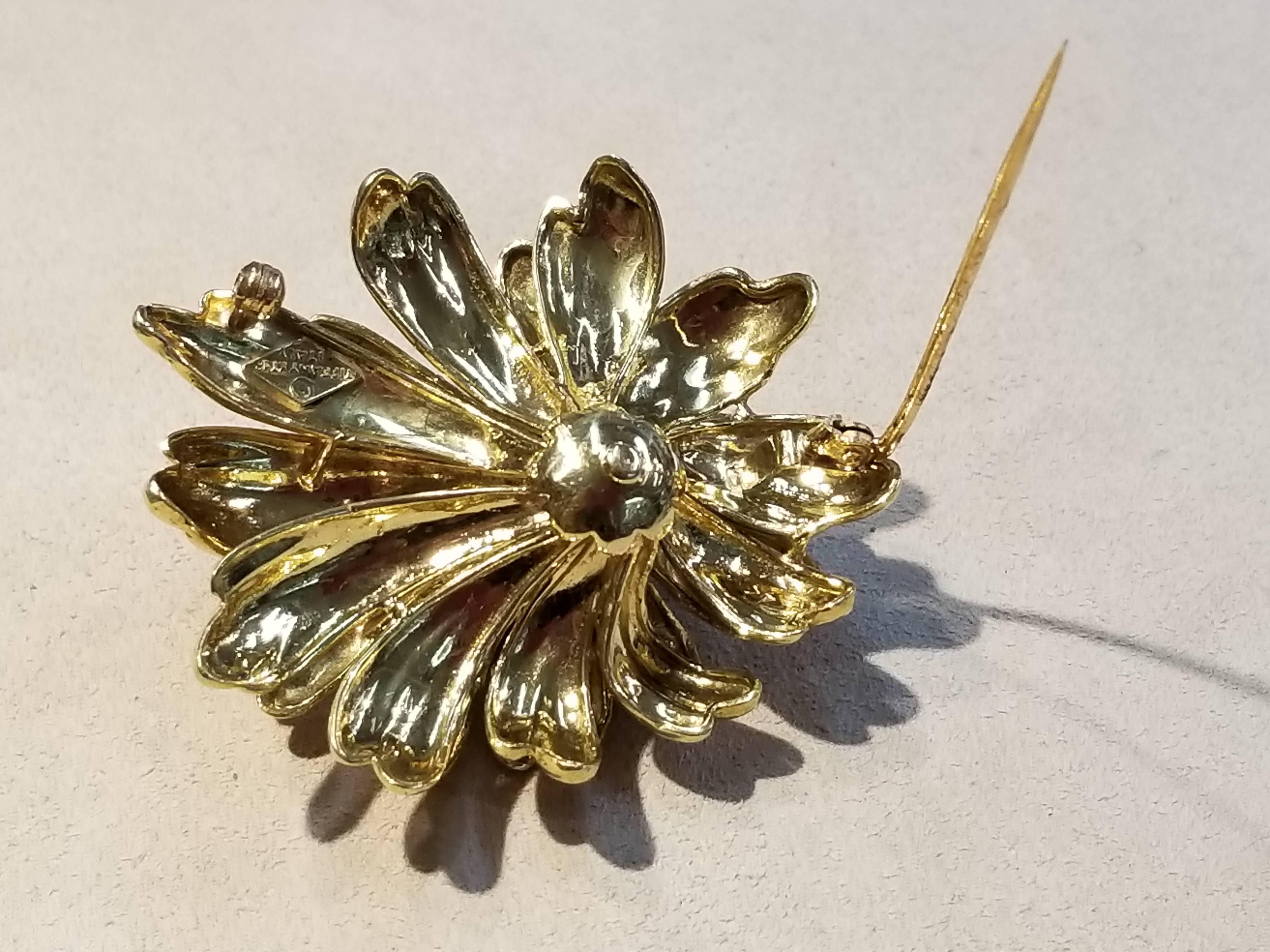 Tiffany & Co. Sapphire Diamond Gold Foliate Brooch For Sale 2