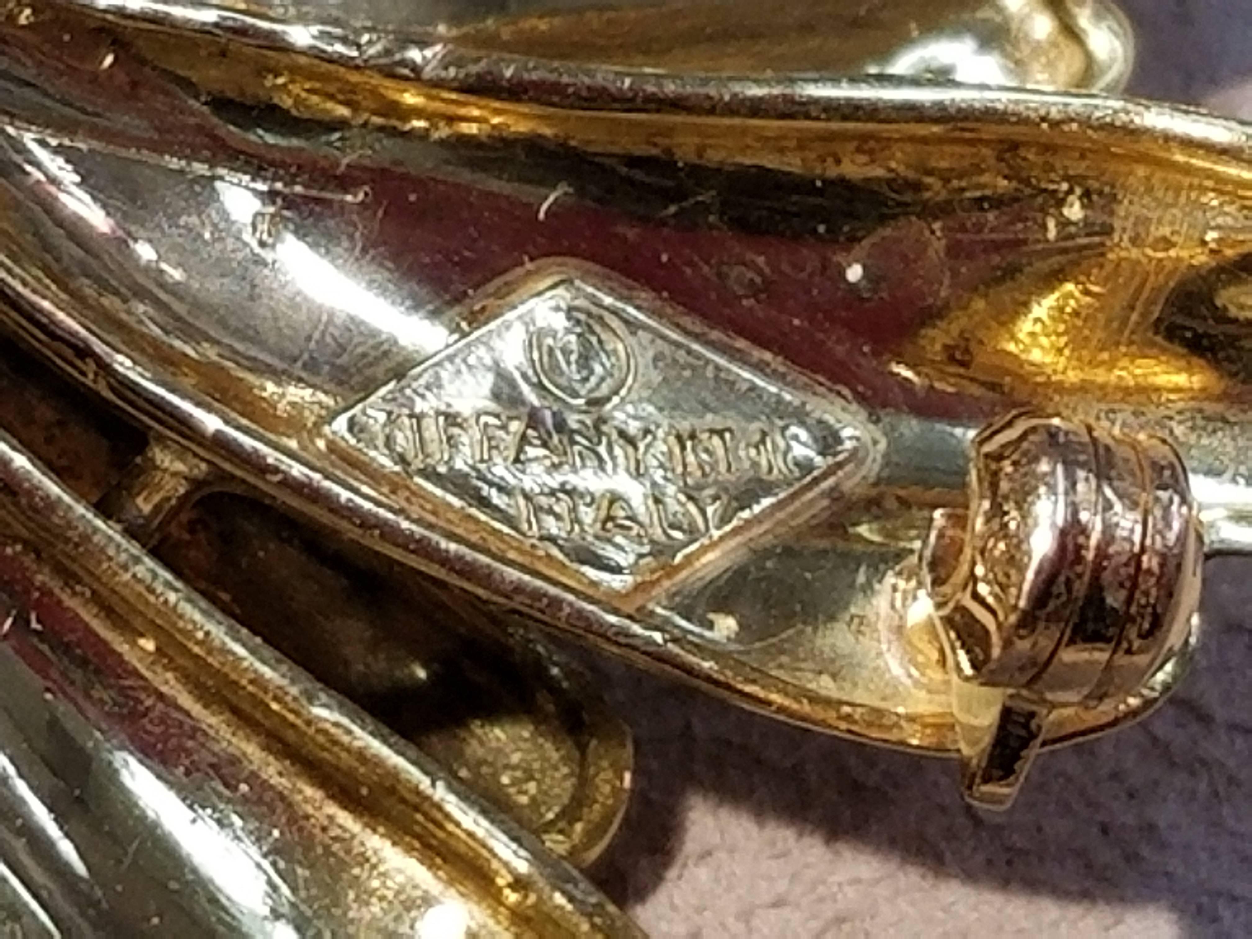 Tiffany & Co. Sapphire Diamond Gold Foliate Brooch For Sale 4