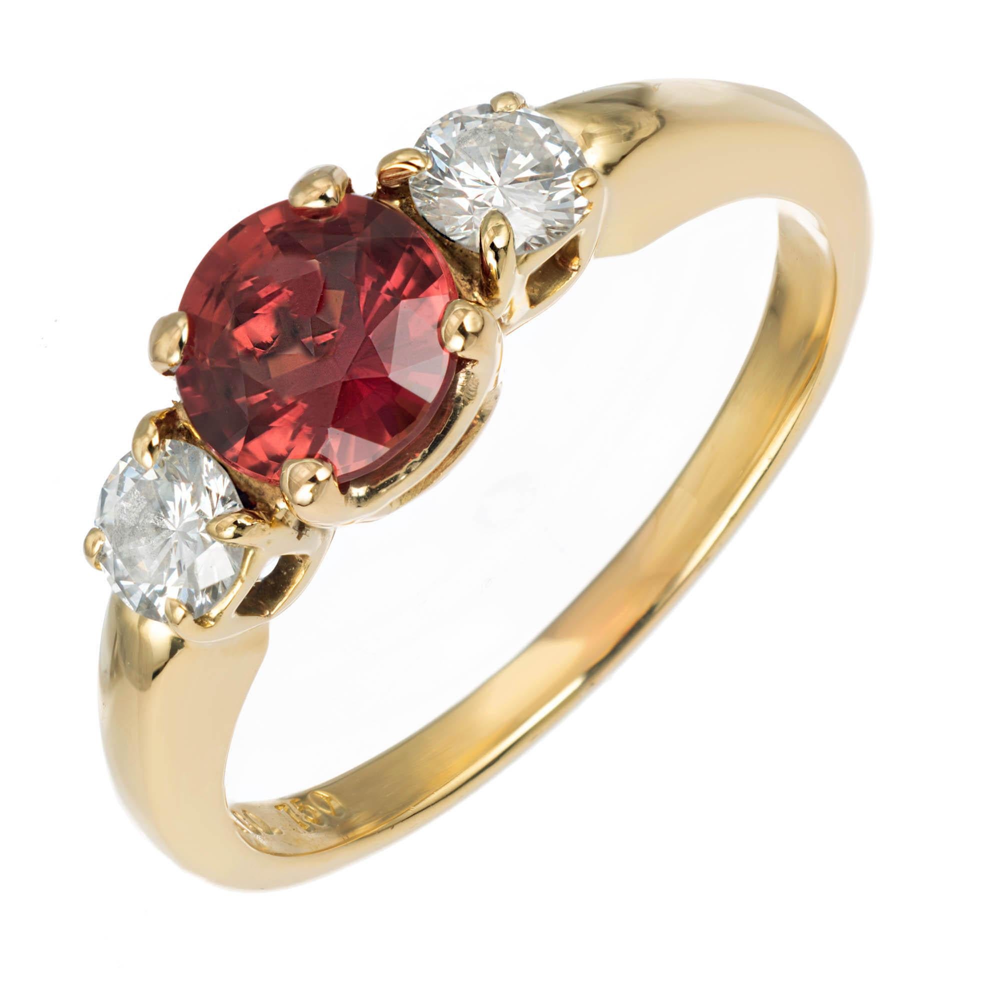 Tiffany & Co. Sapphire Diamond Gold Three-Stone Engagment Ring
