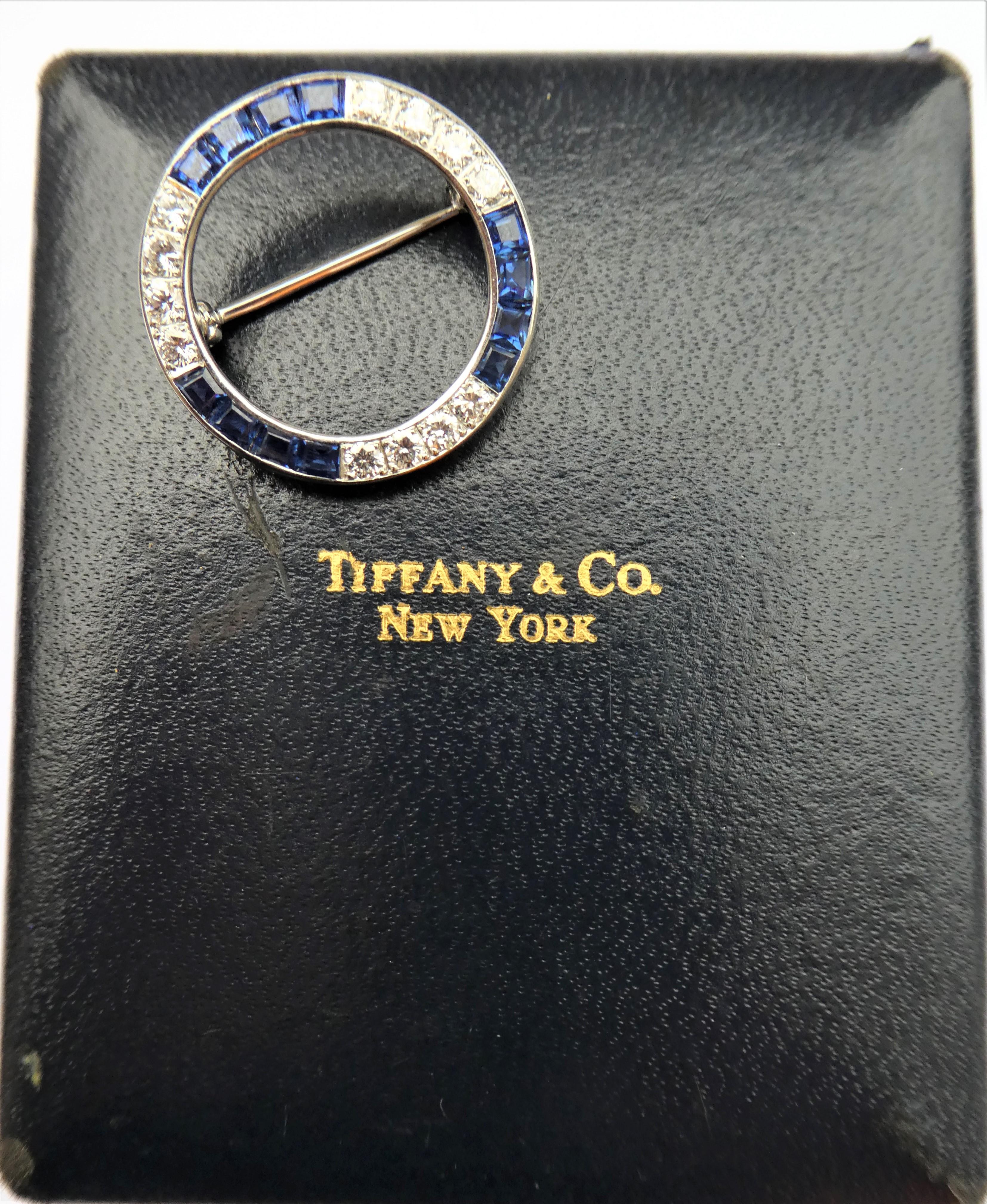 Tiffany & Co. Sapphire Diamond Platinum 1950s Wreath Brooch 5