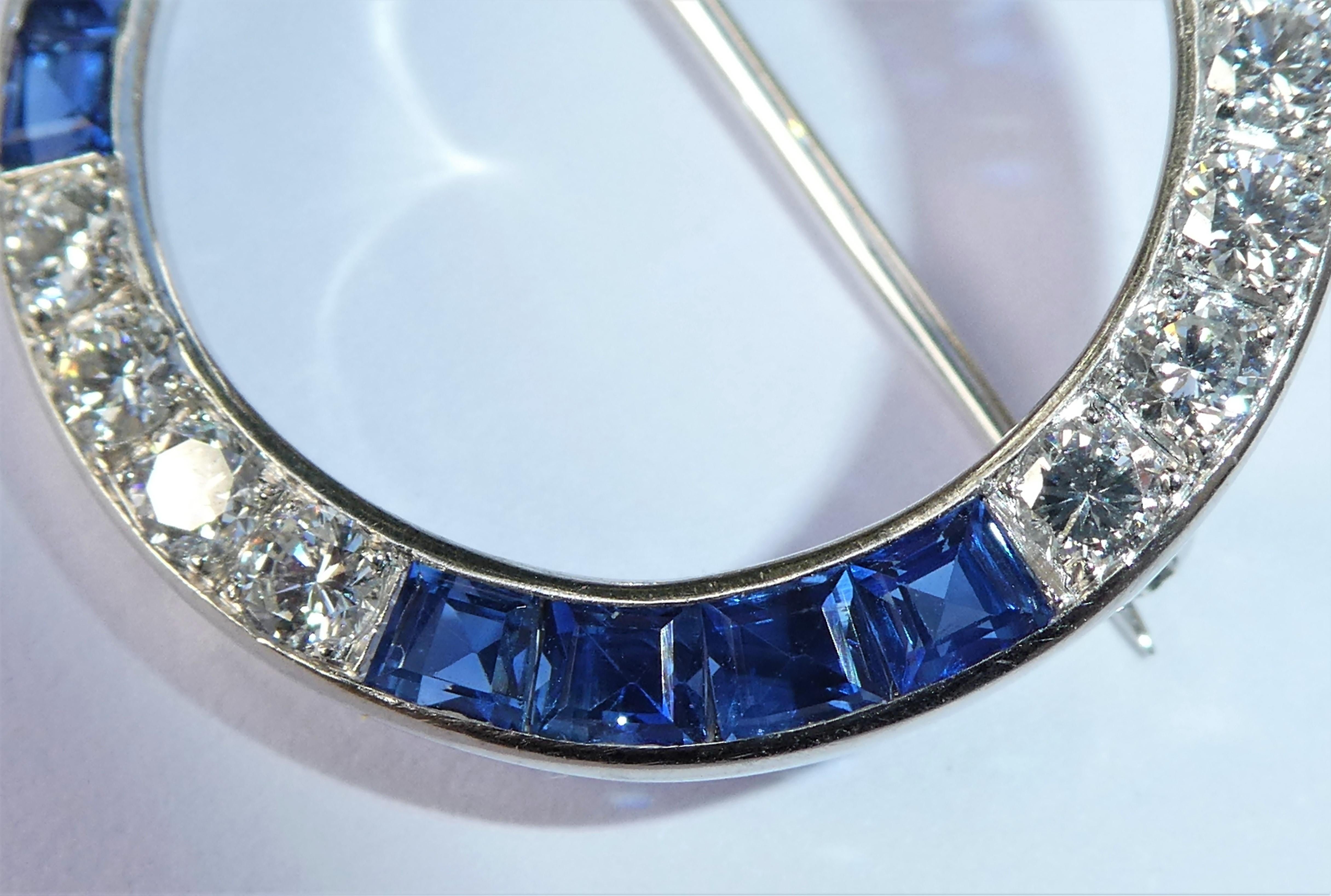 Modern Tiffany & Co. Sapphire Diamond Platinum 1950s Wreath Brooch