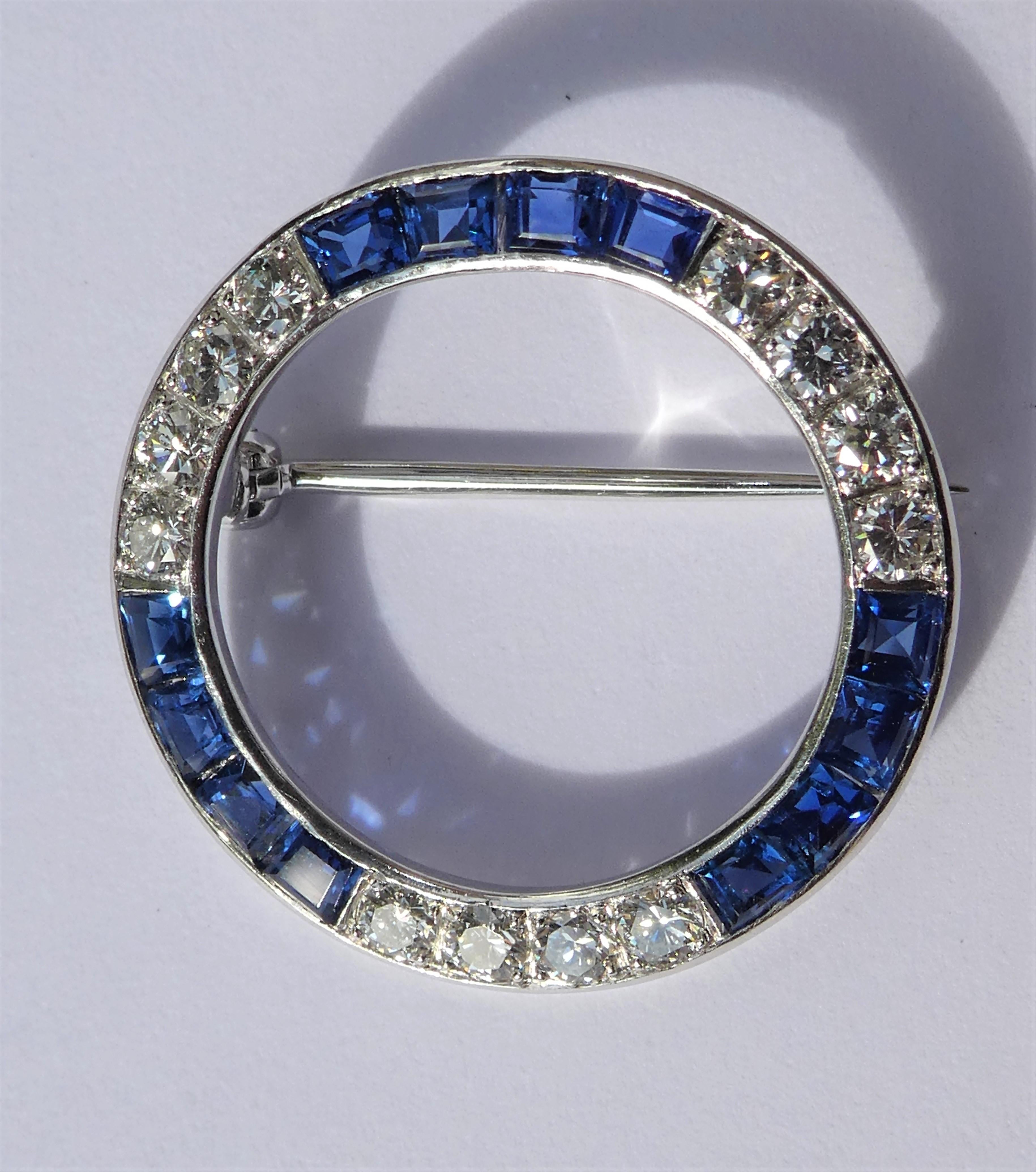 Women's Tiffany & Co. Sapphire Diamond Platinum 1950s Wreath Brooch