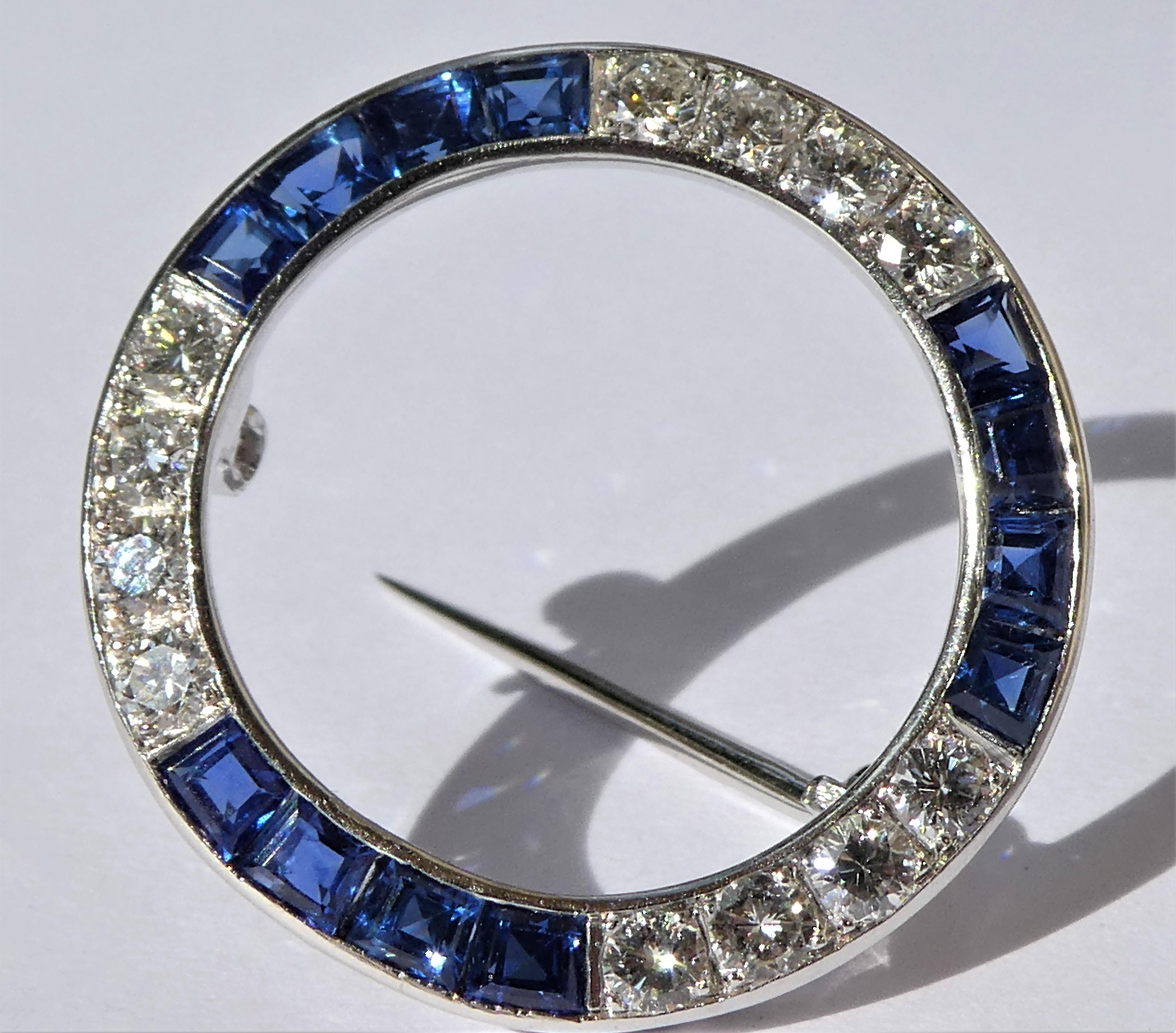 Tiffany & Co. Sapphire Diamond Platinum 1950s Wreath Brooch 3