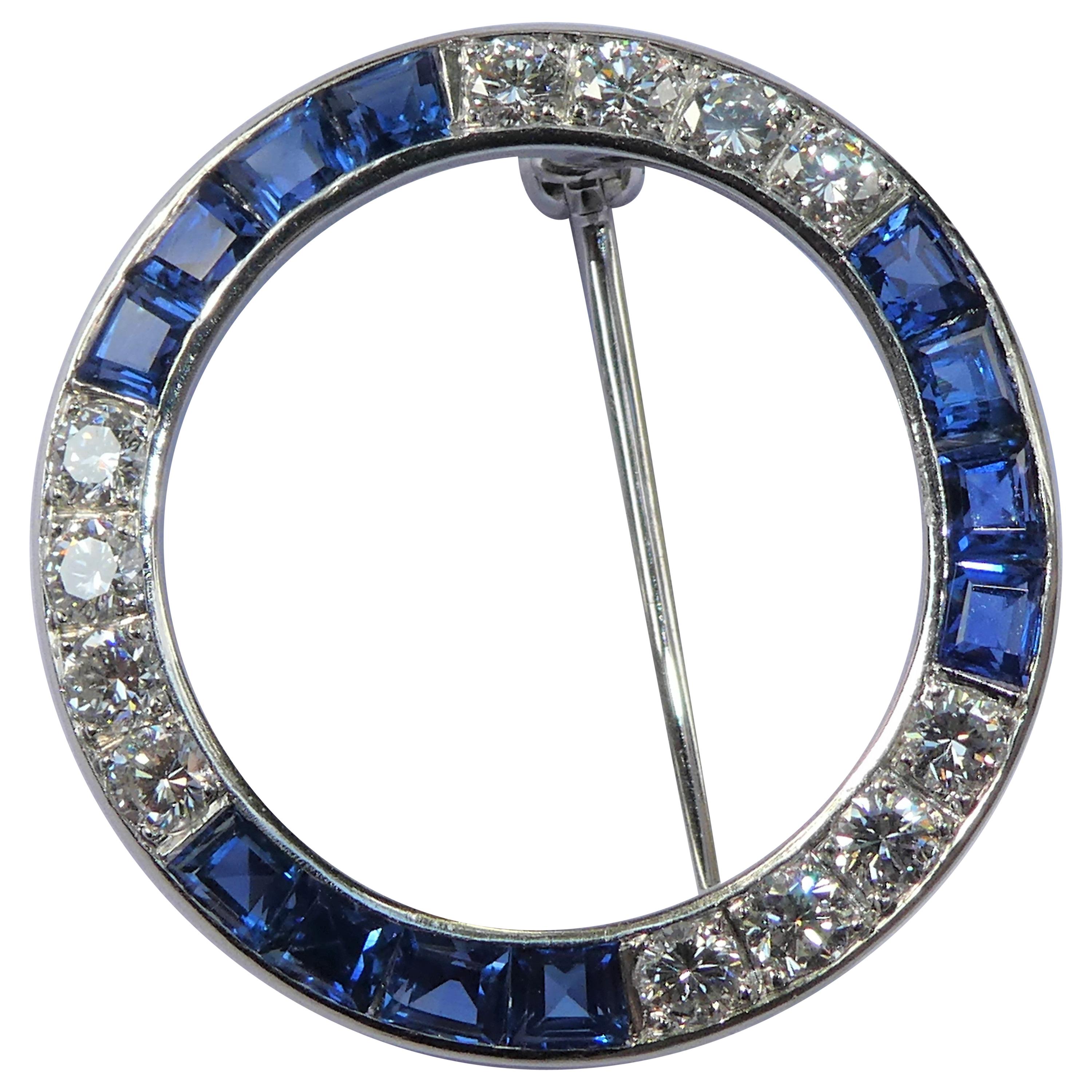 Tiffany & Co. Sapphire Diamond Platinum 1950s Wreath Brooch