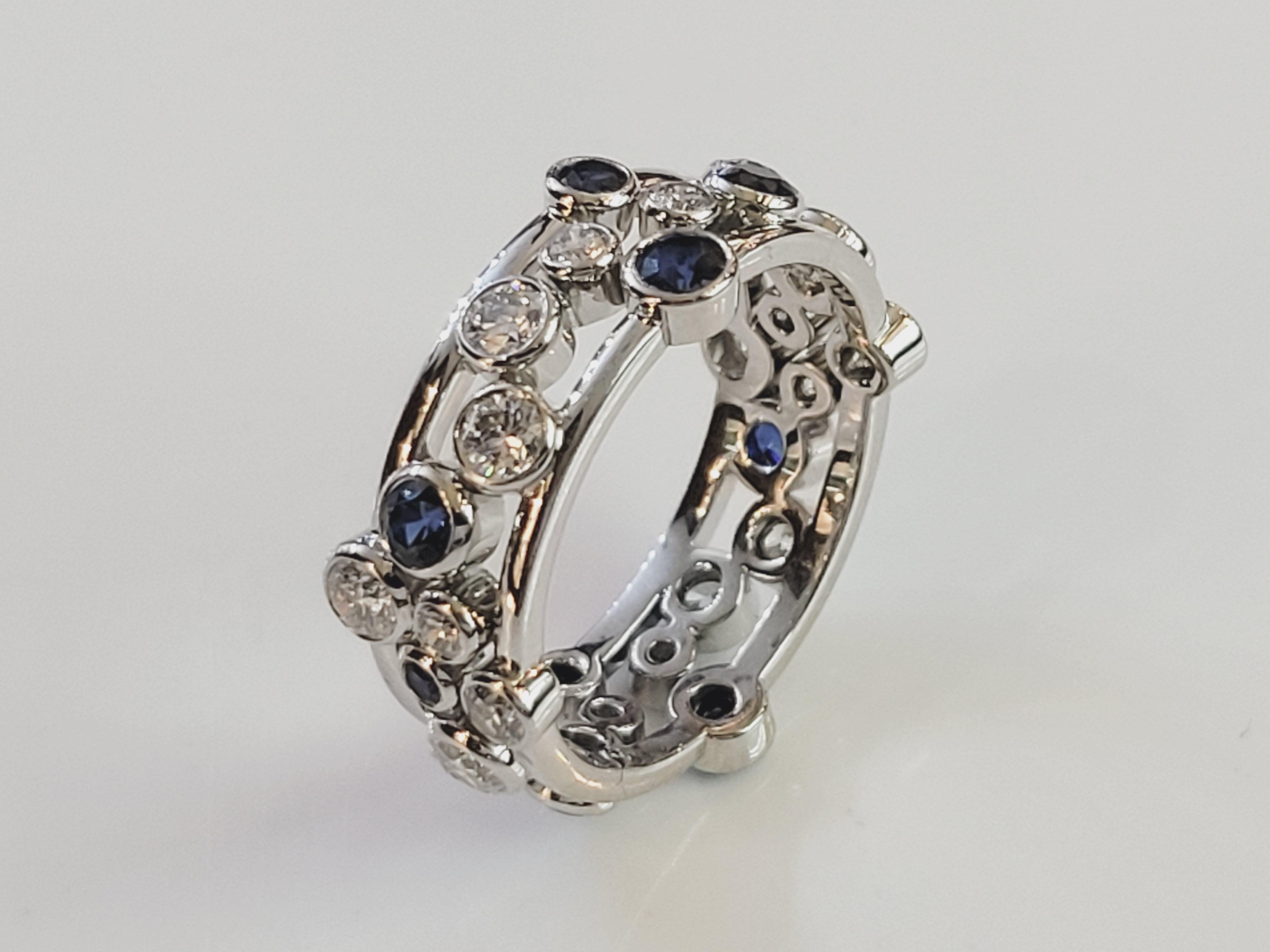 Round Cut Tiffany & Co. Sapphire Diamond Platinum 