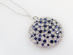 Tiffany & Co. Sapphire & Diamond Platinum Cobblestone Medallion Pendant Necklace